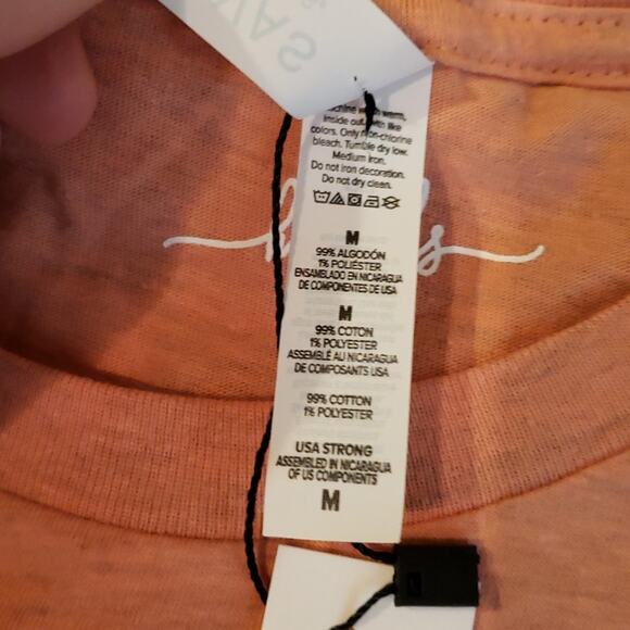 Handmade Women's Peach Beach Seashell Graphic T Shirt Burnout Size Medium - Picture 5 of 7